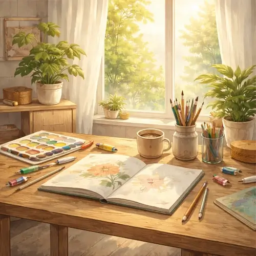 Creative and artistic hobbies including painting, drawing, and pottery