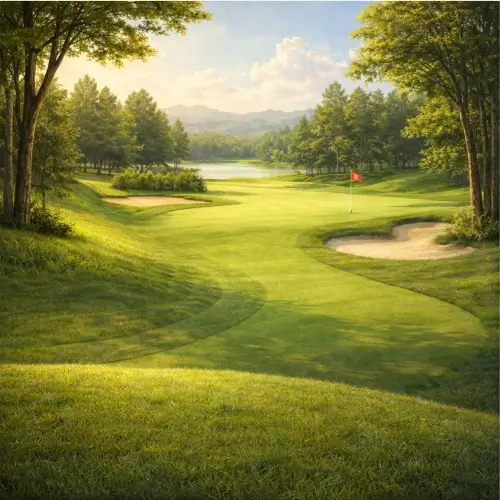 Wide open golf fairway stretching toward the green