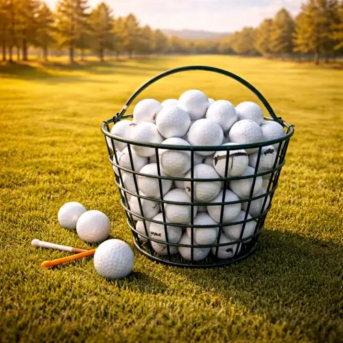 Golf balls resting on grass