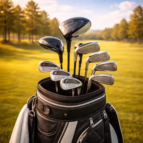Selection of golf clubs in a bag