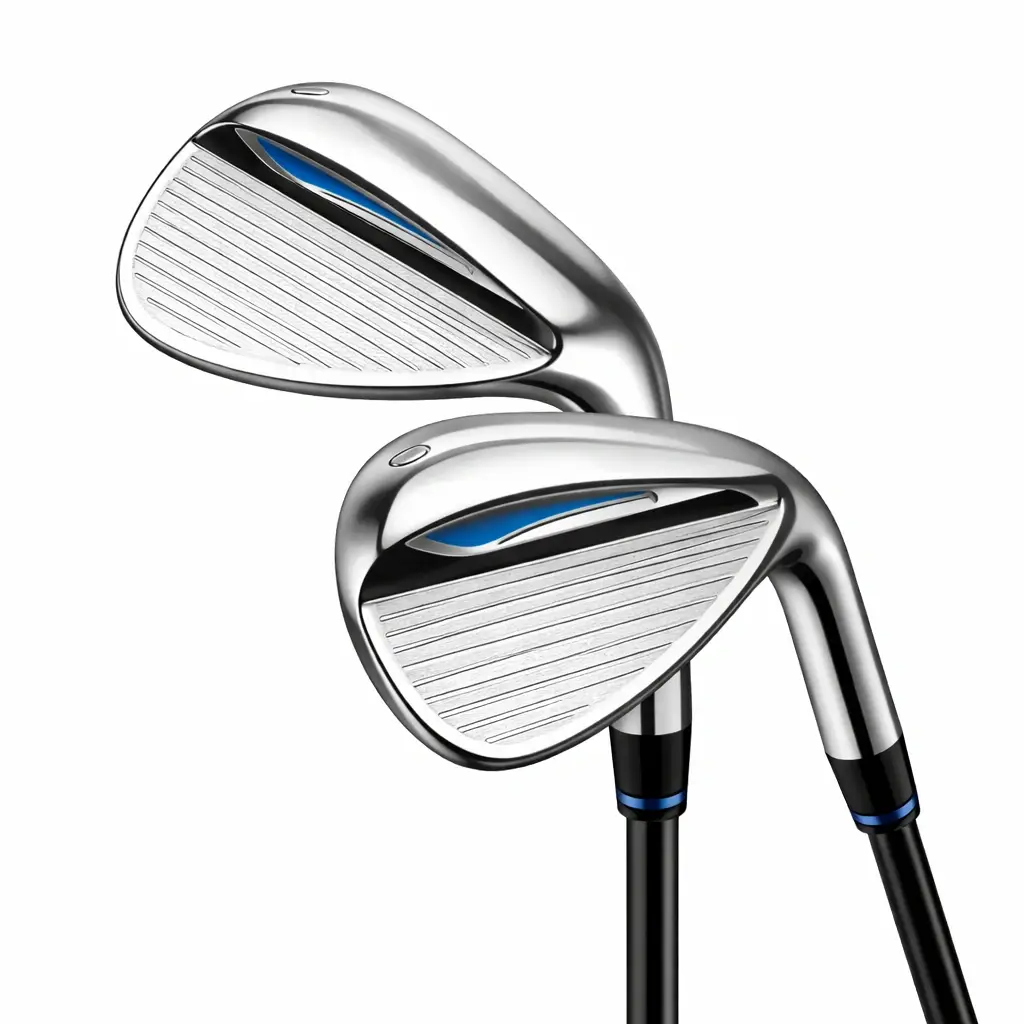 Pitching wedge and sand wedge from a budget golf set — important for short game development