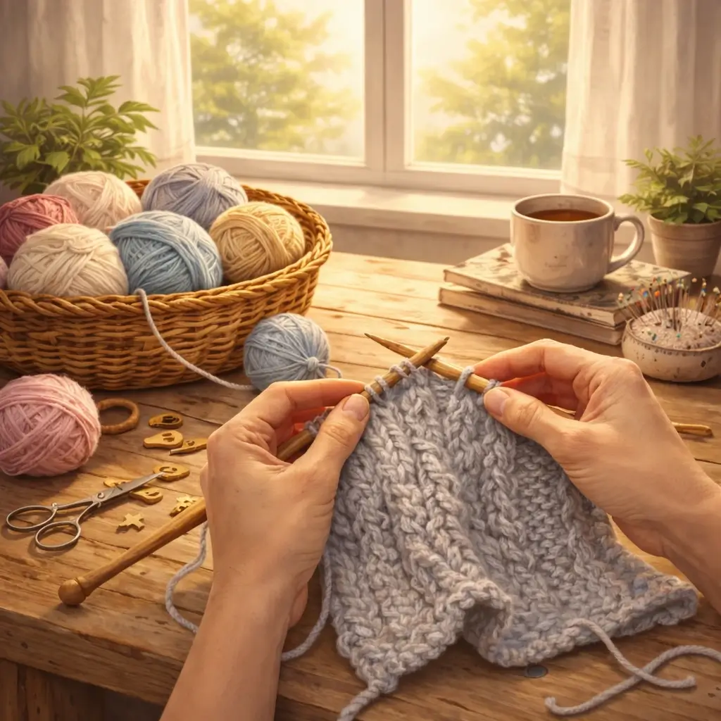 Knitting — a creative craft hobby making clothing and accessories with yarn